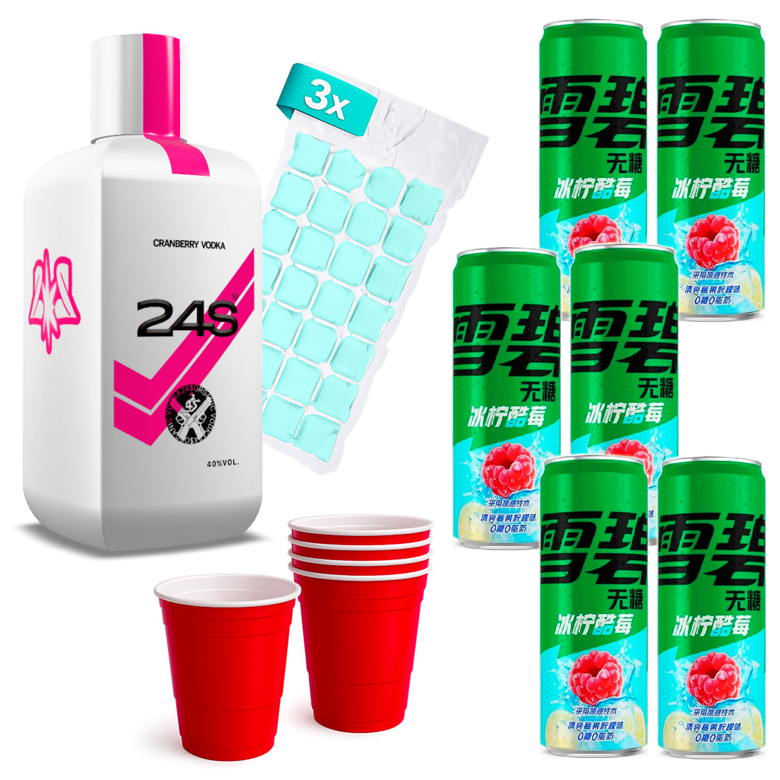 Pass The Bottle – 24S Lean Vibe Set | 24S Vodka 0,7L 40% vol. + China Sprite Raspberry Lemon Zero