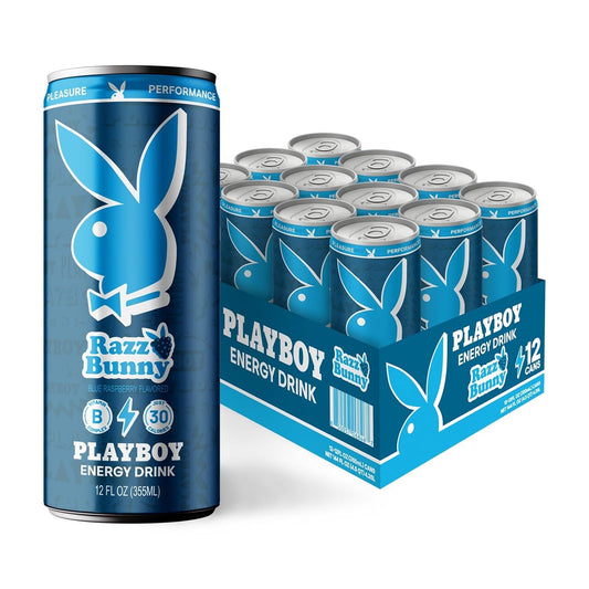 Playboy Energy Drink – Razz Bunny (Blue Raspberry) LOW SUGAR/Calories · 330 ml